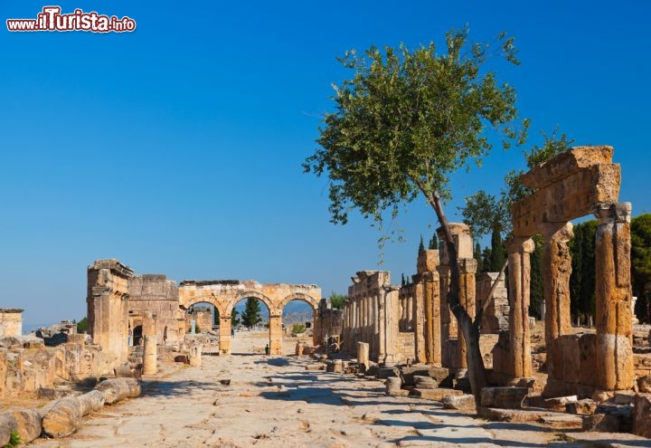 Immagine Via romana a Hierapolis, l'antica città a Pamukkale, nell' Anatolia occidentale in Turchia - © Tatiana Popova / Shutterstock.com