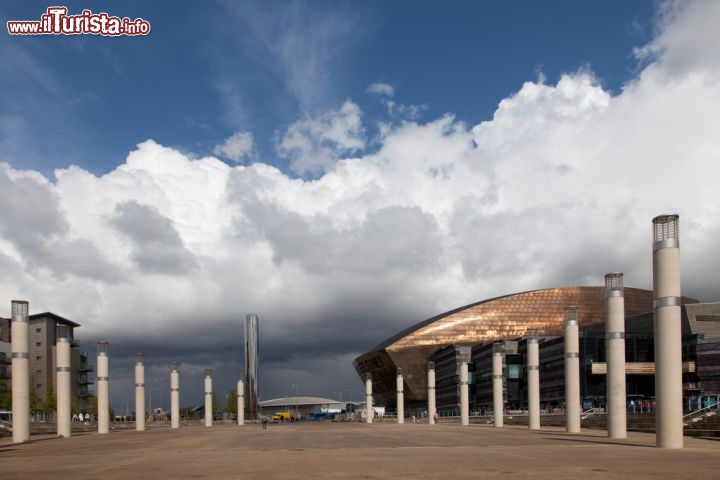 Immagine Panorama della Baia di Cardiff con il Millenium Waterfront e la Rolad Dahl Plass - © Gail Johnson / Shutterstock.com