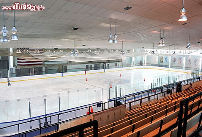 Immagine Veduta della pista di pattinaggio all'Abe Stark Rink di New York, Stati Uniti. Inaugurata nel 1970, questa struttura apre solo nei week end dei mesi invernali e offre, fra l'altro, corsi di pattinaggio privato