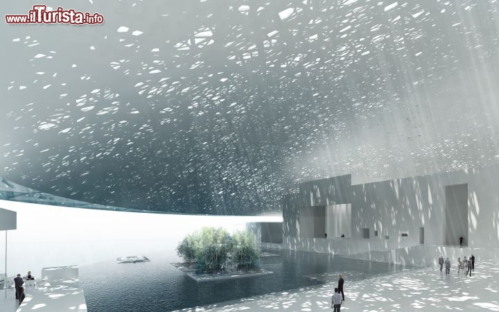 Immagine Louvre Abu Dhabi: quest'immagine è lo studio grafico del progetto dell'architetto francese Jean Nouvel, incaricato della realizzazione del Louvre Abu Dhabi. La sua inaugurazione è prevista nel 2015. Il suo design unico riprenderà l'effetto delle foglie delle palme intrecciate utilizzate nella tradizione araba per costruire i tetti delle capanne - Foto © TCA Abu Dhabi
