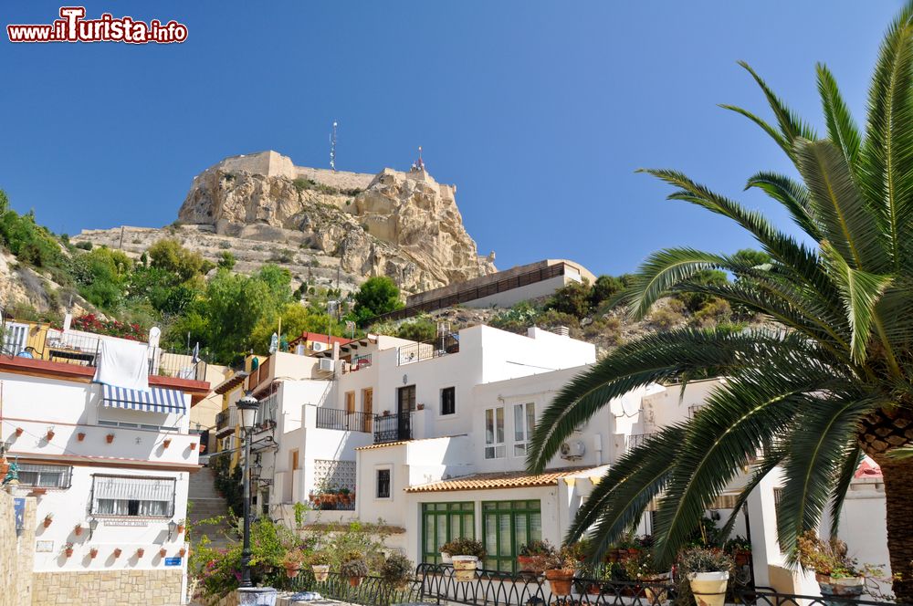 Immagine Alicante, uno scorcio dal basso del castello di Santa Barbara dal quartiere di Santa Cruz (Spagna).