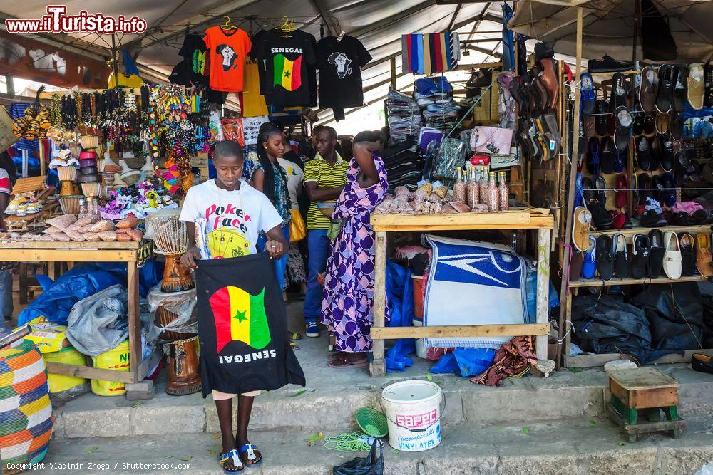 Immagine Bancarelle di souvenir e prodotti locali in un bazaar di una strada di Dakar, Senegal - © Vladimir Zhoga / Shutterstock.com