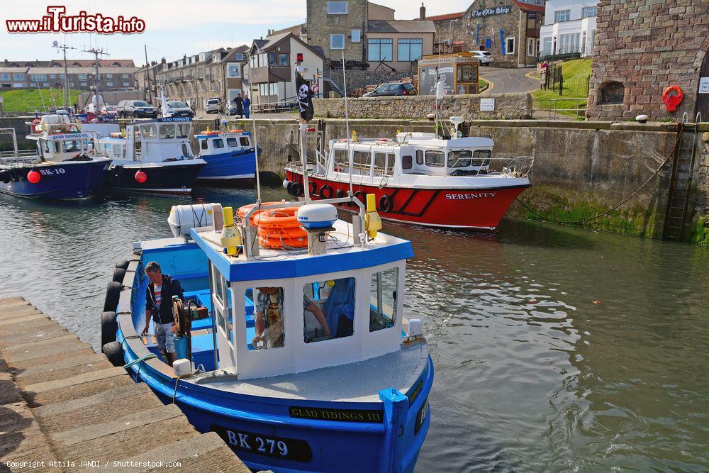 Immagine Barche da pesca ancorate al porto di Seahouses, Inghilterra. La città si trova a circa 15 miglia a nord-est di Alnwick fra i villaggi di Beadnell e Bamburgh - © Attila JANDI / Shutterstock.com