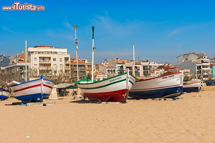 Immagine Barche da pesca colorate ormeggiate sulla spiaggia di Calella, Spagna - © Mark52 / Shutterstock.com