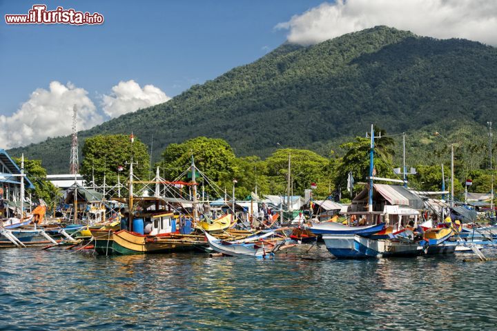 Immagine Le barche dei pescatori ferme nella baia al rientro nella città di Bitung, nel Sulawesi Settentrionale, Indonesia - foto © Andrea Izzotti / Shutterstock.com