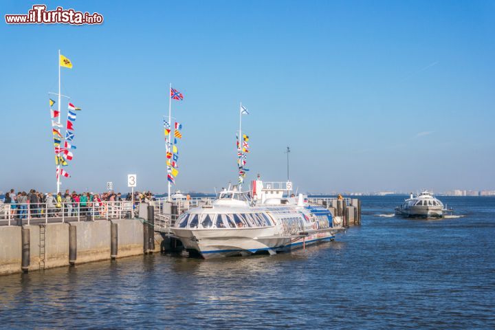 Immagine Barche turistiche attraccano al porto di Petergof sul Baltico, in Russia  - © Pelikh Alexey / Shutterstock.com