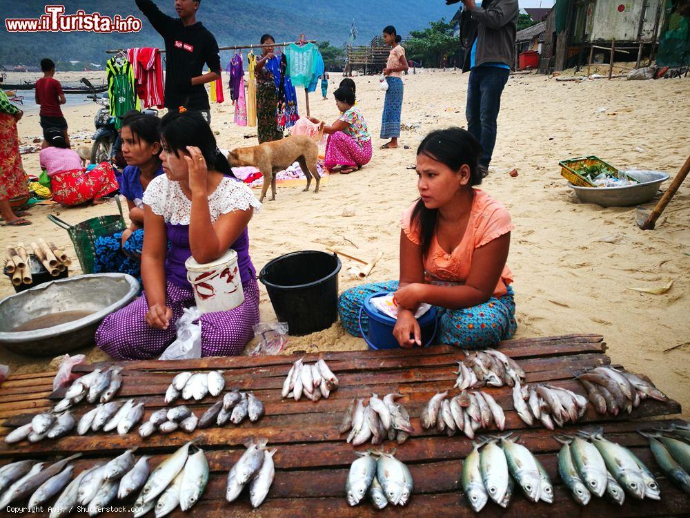 Immagine Bawseit Fish market, noto anche come 'Ta-bo-sek' a Dawei, arcipelago di Mergui (Myanmar): qui è possibile vedere abitanti del posto scambairsi "prodotti del mare" al mattino presto - © Apik / Shutterstock.com