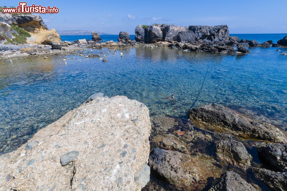 Immagine Un bel panorama sull'acqua cristallina dell'isola di Tabarca, Spagna. Circondata dal mar Mediterraneo, questa bella isola spagnola è una riserva marina al largo di Alicante.