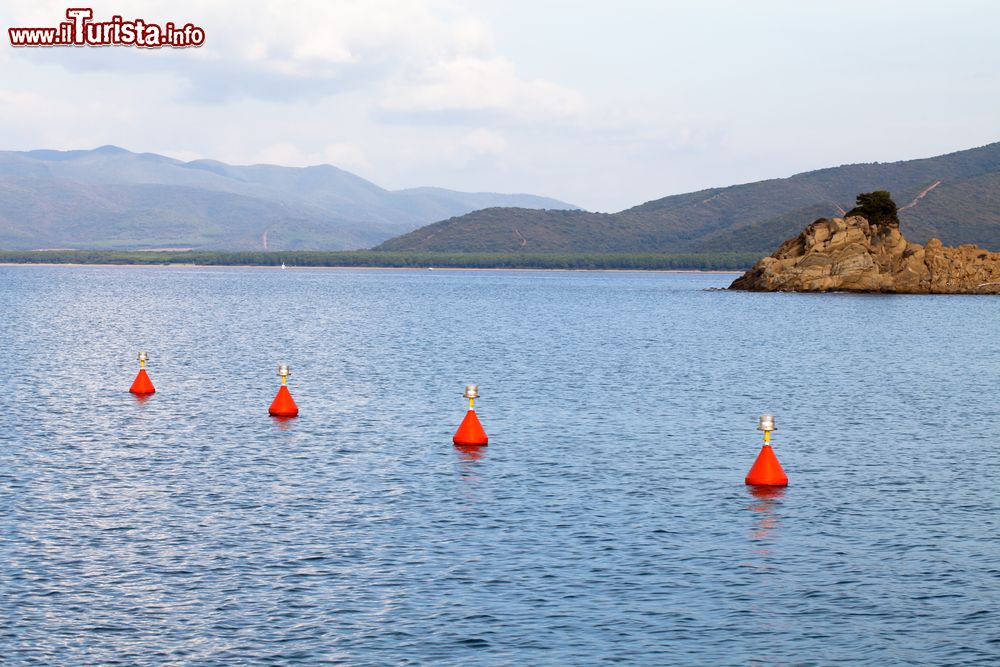Immagine Boe rosse nel mare segnalano l'ingresso al porto di Punta Ala, Toscana.