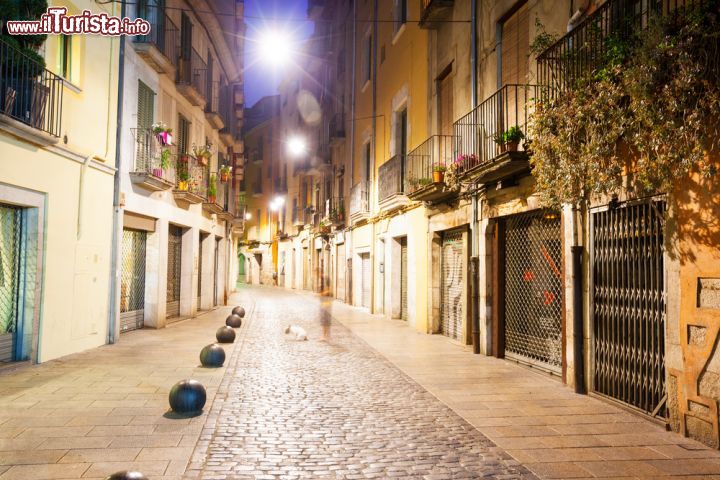 Immagine Una passeggiata notturna nel centro storico di Girona, lungo le strade del Barri Vell, permette di godersi la tranquillità di una città piacevole e mai caotica - foto © Iakov Filimonov / Shutterstock.com