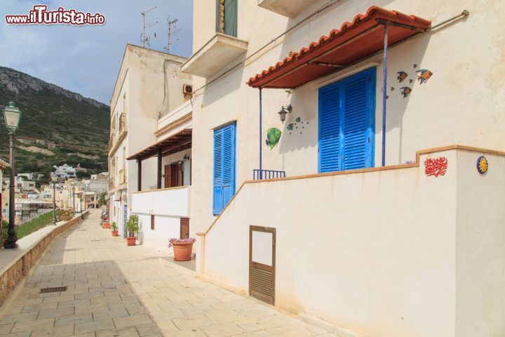 Immagine Tipica casa di Levanzo, Sicilia. Alcune delle case che si affacciano sulla via che è quasi una terrazza sul piccolo porto - © Marcin Krzyzak / Shutterstock.com