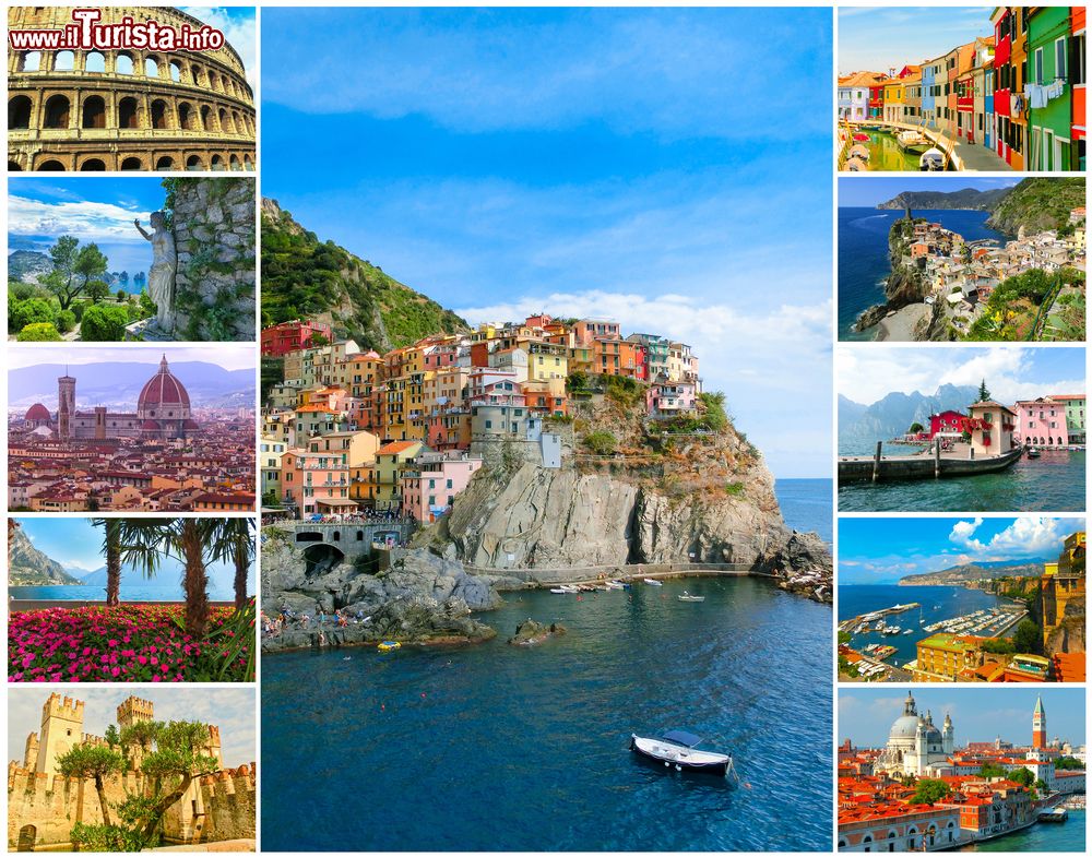 Immagine Collage di foto di attrazioni italiane: il Bel Paese è una delle nazioni più belle del mondo