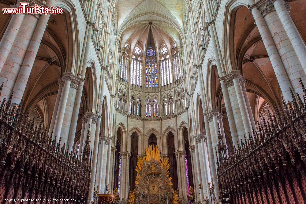 Immagine Dettagli architettonici della cattedrale di Amiens, Francia. Con i suoi oltre 7 mila metri quadrati di superficie è la più grande cattedrale di Francia: per accedere a questo edificio di culto in stile gotico si possono utilizzare ben 9 portali, tre per ogni facciata (quella principale e le due minori presenti in corrispondenza della navata trasversale)  - © photogolfer / Shutterstock.com