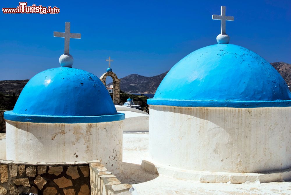 Immagine Dettagli architettonici di una chiesa ortodossa sull'isola di Lipsi, Grecia.