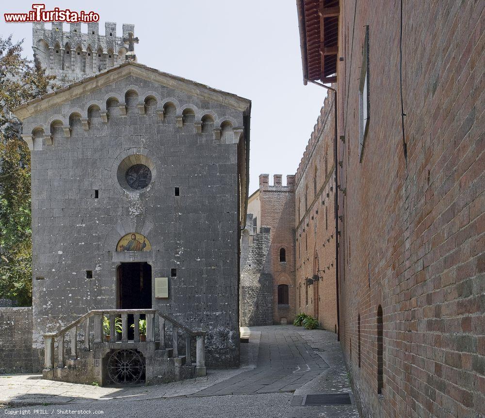 Immagine Dettaglio architettonico del castello di Brolio nei pressi di Gaiole in Chianti, provincia di Siena, Toscana. Questo maniero, attuale proprietà privata della famiglia Ricasoli, risale all'XI° secolo - © PRILL / Shutterstock.com