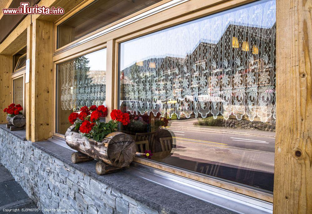 Immagine Dettaglio di una casa in legno nel villaggio di Morgins, Svizzera. Questo piccolo paese soleggiato e orientato a sud ovest è un'apprezzata destinazione per escursionisti e sciatori - © ELEPHOTOS / Shutterstock.com