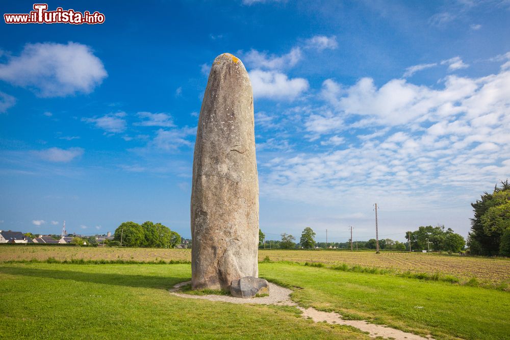Immagine Dol-de-Bretagne, Francia: un menhir nelle campagne del villaggio in Bretagna.