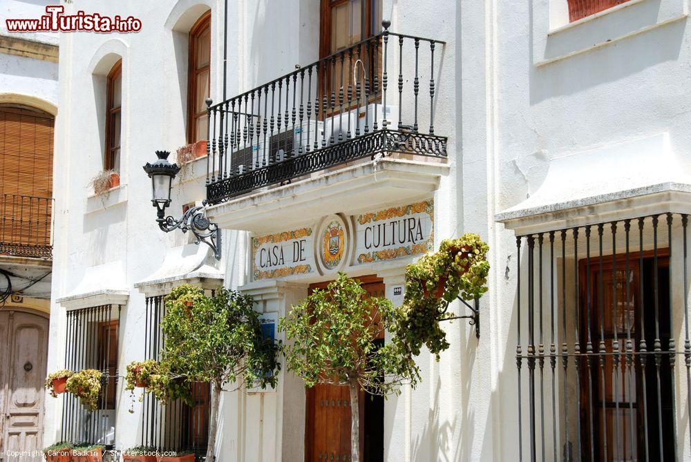 Immagine Facciata della Casa de Cultura in Plaza las Flores a Estepona, Malaga, Spagna. Situata nel cuore della città, ospita corsi di pittura, teatro e arte aperti a tutti i cittadini. Accoglie anche motre temporanee e opere teatrali - © Caron Badkin / Shutterstock.com