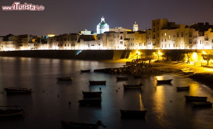Immagine Fotografia notturna del lungomare di Trapani, Sicilia - Conosciuta come Città del Sale e della Vela, Trapani vanta una posizione naturale privilegiata proiettata sul Mediterraneo © bepsy / Shutterstock.com