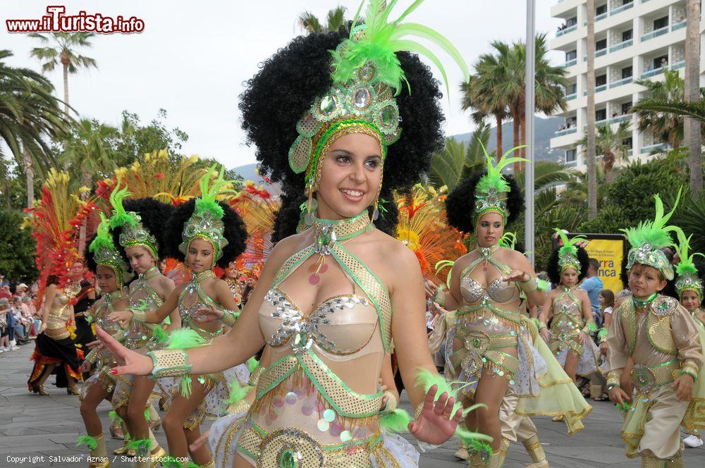 Immagine Gruppo di ballerine in costume durante il carnevale di Puerto de la Cruz, Tenerife, isole Canarie - © Salvador Aznar / Shutterstock.com