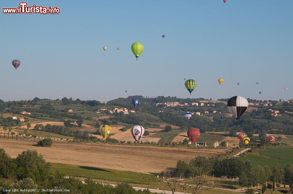 Immagine I palloni aerostatici della Sagrantino International Challenge Cup.  Le mongolfiere sulle campagne di Gualdo Cattaneo - © Buffy1982 / Shutterstock.com