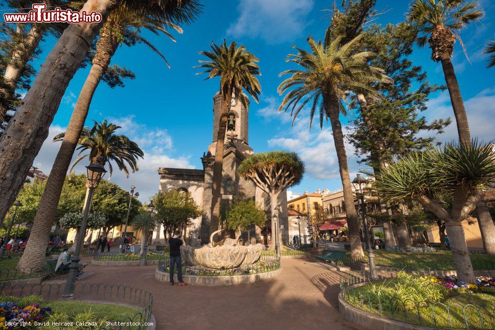 Immagine Iglesia Nuestra Senora de la Pena de Francia a Puerto de la Cruz, Tenerife, Spagna. Principale edificio religioso della città, sorge nel centro pedonale. Venne eretta nel 1697 grazie alle donazioni dei parrocchiani e successivamente ampliata; il campanile neogotico è del 1898 - © David Herraez Calzada / Shutterstock.com