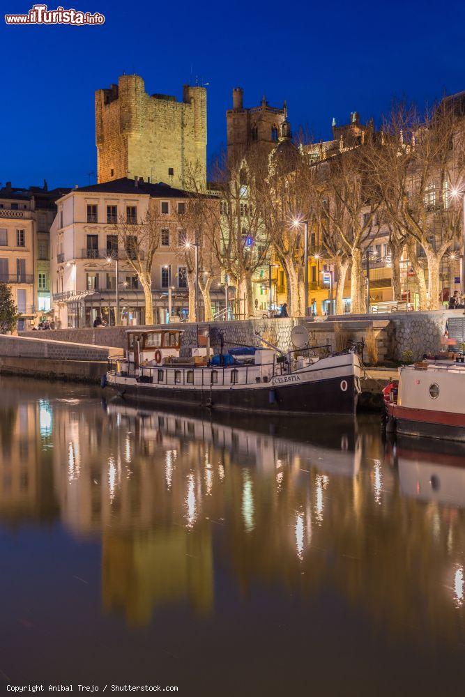 Immagine Il canale della Robine by night: siamo nella città di Narbona (Francia). Lungo 32 km, il canale passa sotto il Ponte dei Mercanti, uno dei pochi ponti abitati di Francia - © Anibal Trejo / Shutterstock.com