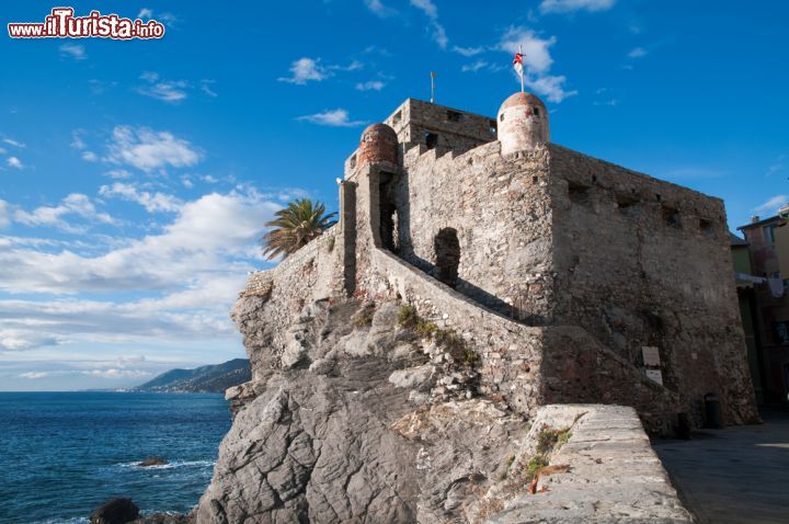 Immagine Il Castello della Dragonara a Camogli - affacciato direttamente sul mare, questo antico castello è una delle perle del Golfo Paradiso, la cui costruzione risale al XIII secolo. La fortezza fu, sin da subito, utilizzata come centro di avvistamento ma anche di rifugio in caso di attacco. In tempi più recenti, il castello è stato sede di un acquario e, al momento, è aperto alle visite dei turisti.  - © rolando criniti / Shutterstock.com