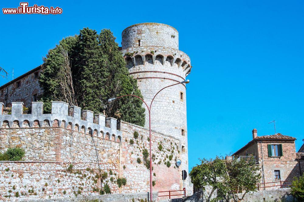 Immagine Il castello medievale di Trequanda in Toscana. Sede del vicario presso la Repubblica di Siena, di cui faceva parte, il Castello Cacciaconti è noto per il suo torrione circolare protagonista di molte fotografie scattate ai primi del Novecento - © lauradibi / Shutterstock.com