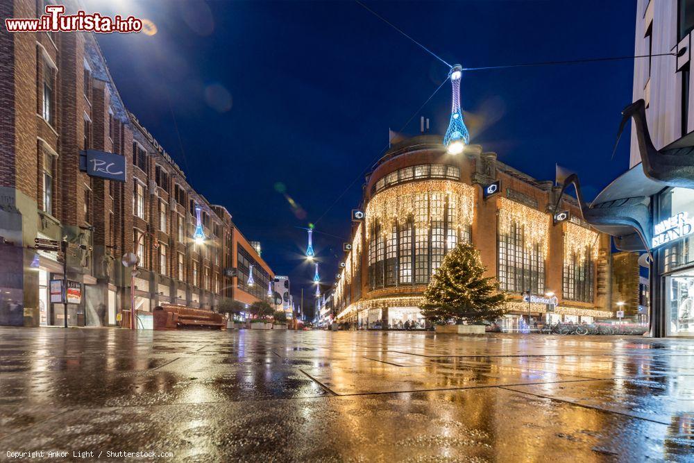 Immagine Il centro commerciale Bijenkort a L'Aia illuminato di notte durante il Natale (Olanda) - © Ankor Light / Shutterstock.com