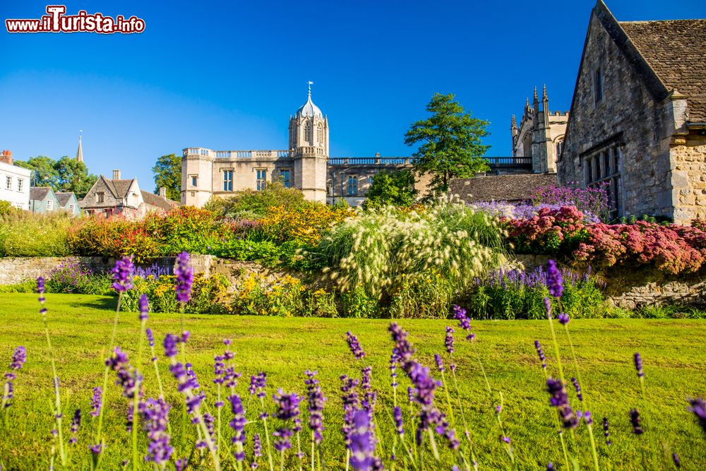 Immagine Il Christ Church War Memorial Garden di Oxford, Inghilterra (UK), in estate con piante e fiori dai mille colori.