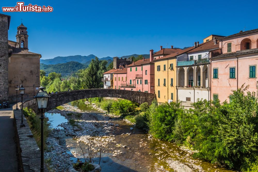 Immagine Il fiume Magra e le case colorate del borgo di Pontremoli in Lunigiana, nord della Toscana.