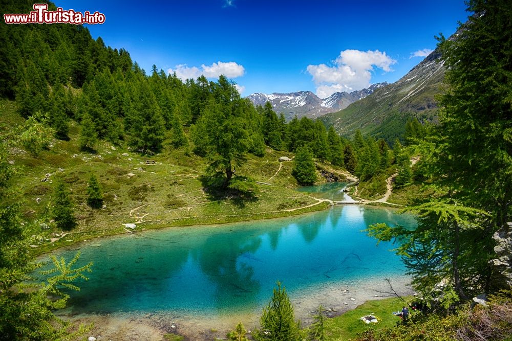 Immagine Il Lago Blu di Arolla, Evolene, Svizzera. La tonalità azzurra di questo specchio lacustre è dovuta alla combinazione fra le alghe e la cromia del ghiacciaio.
