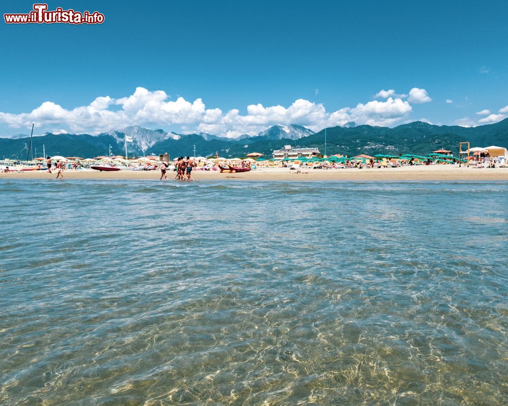 Immagine Il mare trasparente della spiaggia di Marina di Pietrasanta in Toscana, costa della Versilia