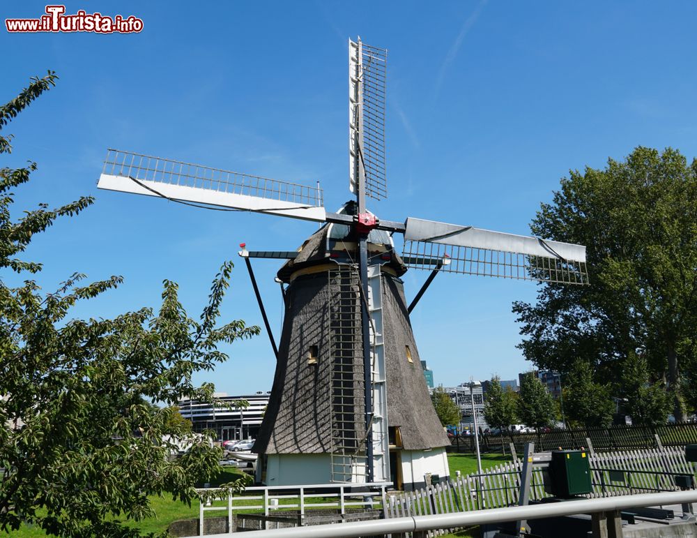 Immagine Il mulino a vento Laakmolen nel distretto di Laakhaven a Den Haag, Olanda. 