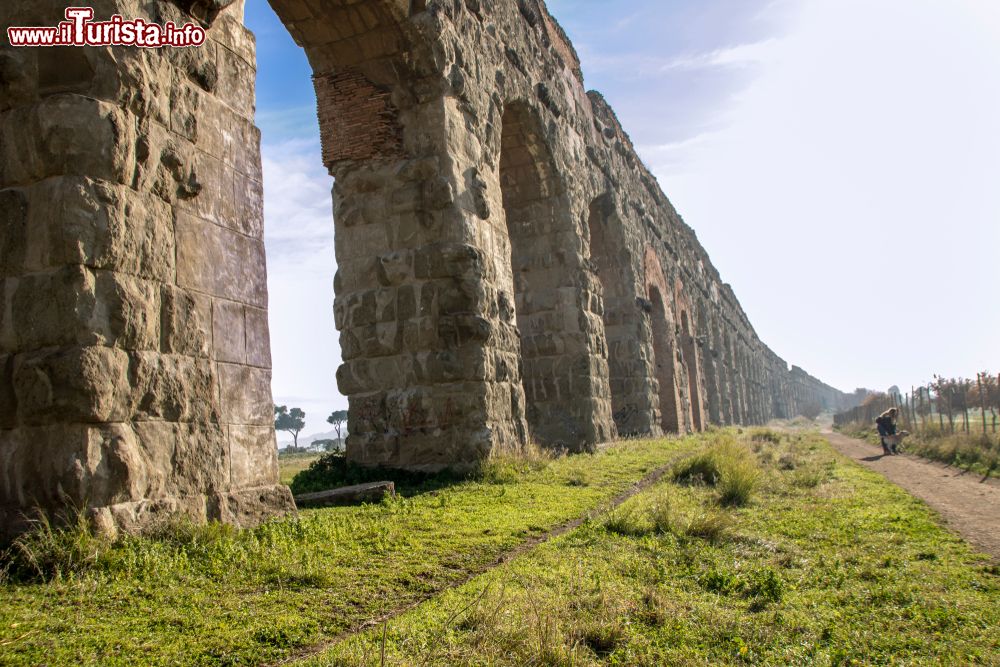 Immagine Il Parco degli Acquedotti a Roma, lungo il percorso dell'Appia Antica. Queste rovine sono state utilizzate come location di ripresa nella serie TV i Medici.