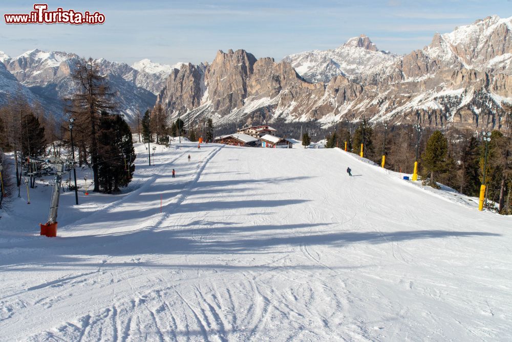 Immagine Il rifugio e la pista Tondi sulle Dolomiti di Cortina d'Ampezzo, Monte Faloria  - © OMNIA Relations / Martina De Biasi