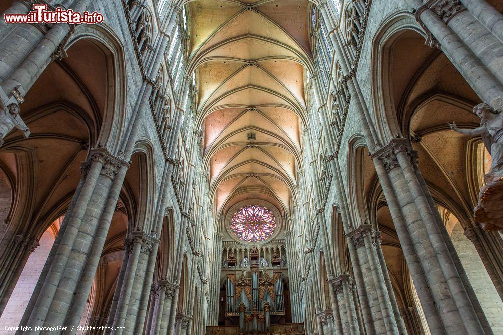 Immagine Interno della cattedrale gotica di Amiens, Francia. L'altezza delle navate raggiunge i 42,30 metri mentre la pianta della chiesa si estende per 133,50 metri in lunghezza e 65,25 in larghezza sul transetto - © photogolfer / Shutterstock.com
