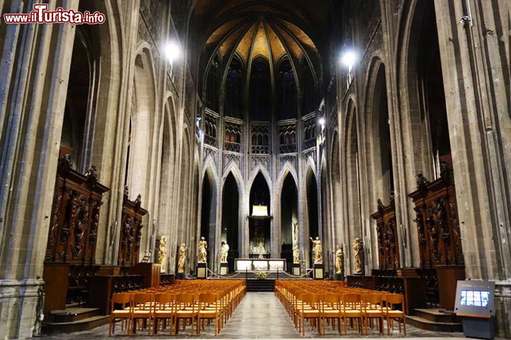 Immagine Interno della Collegiata di Santa Waudru in stile gotico a Mons, Vallonia (Belgio).