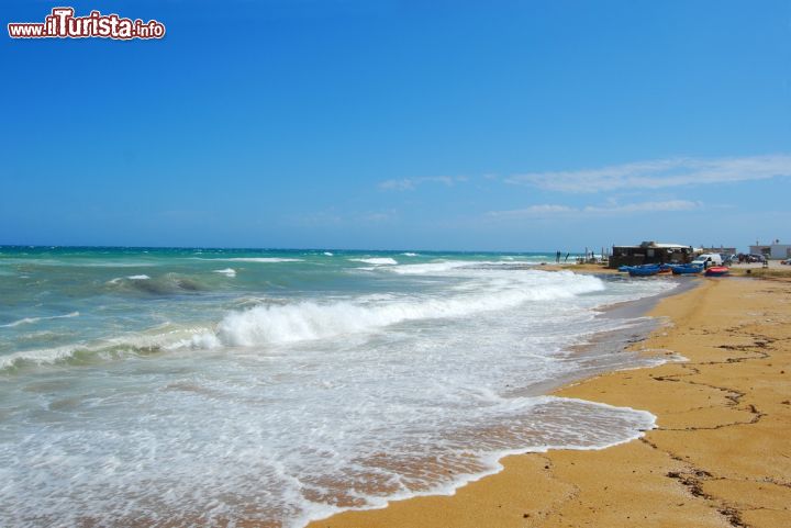 Immagine La bella spiaggia sabbiosa di Torre Canne in Puglia. Questo arenile fa parte della Riviera dei Trulli sulla costa adriatica delle Murge
