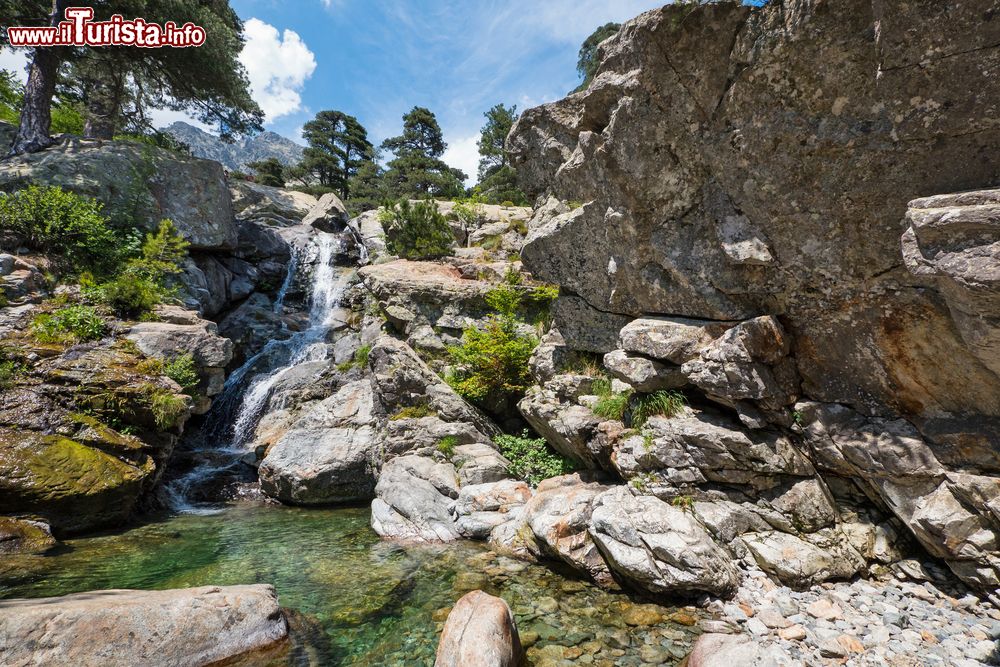 Immagine La Cascata degli Inglesi lungo la strada GR20 nei pressi di Vizzavona, Corsica.