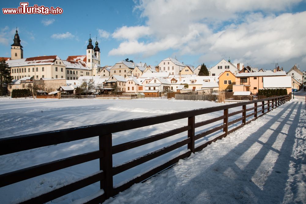Immagine La città di Telc in inverno, Repubblica Ceca. Questa località è una delle perle della Moravia meridionale. 
