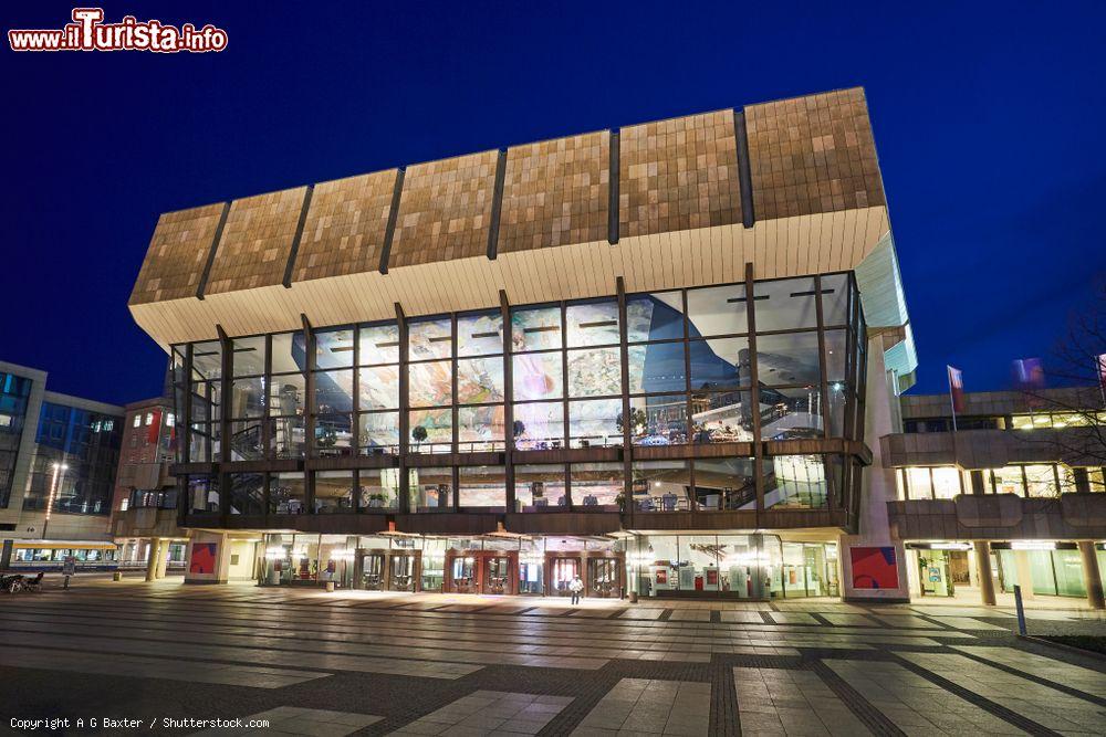 Immagine La facciata by night della Concert Hall di Lipsia, Germania. Situata in Augustusplatz la Gewandhaus è una famosa sala da concerto della città. E' stata costruita tre volte  © A G Baxter / Shutterstock.com