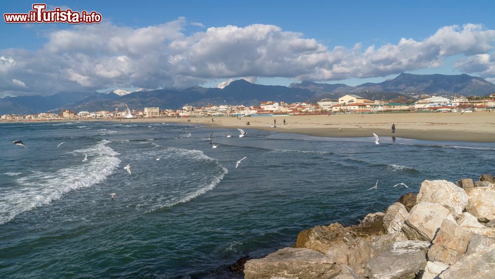 Immagine La grande spiaggia di Viareggio in Toscana, provincia di Lucca.