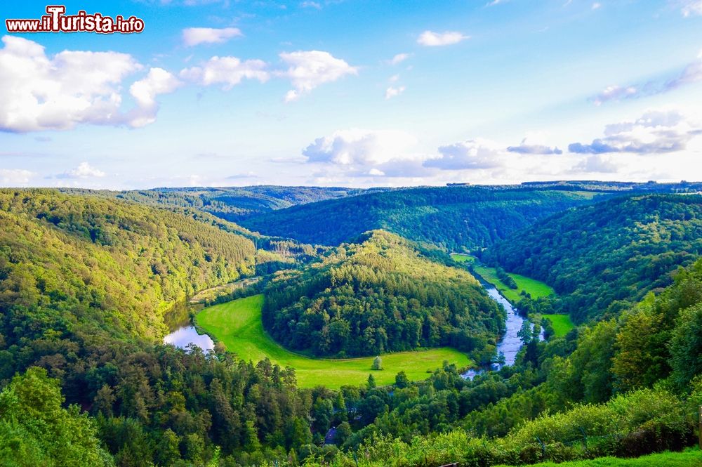 Immagine La natura rigogliosa attorno a Bouillon (Belgio): la Tomba del Gigante è un costone roccioso ricoperto e circondato da foreste e formato da un'ansa del fiume Semois.