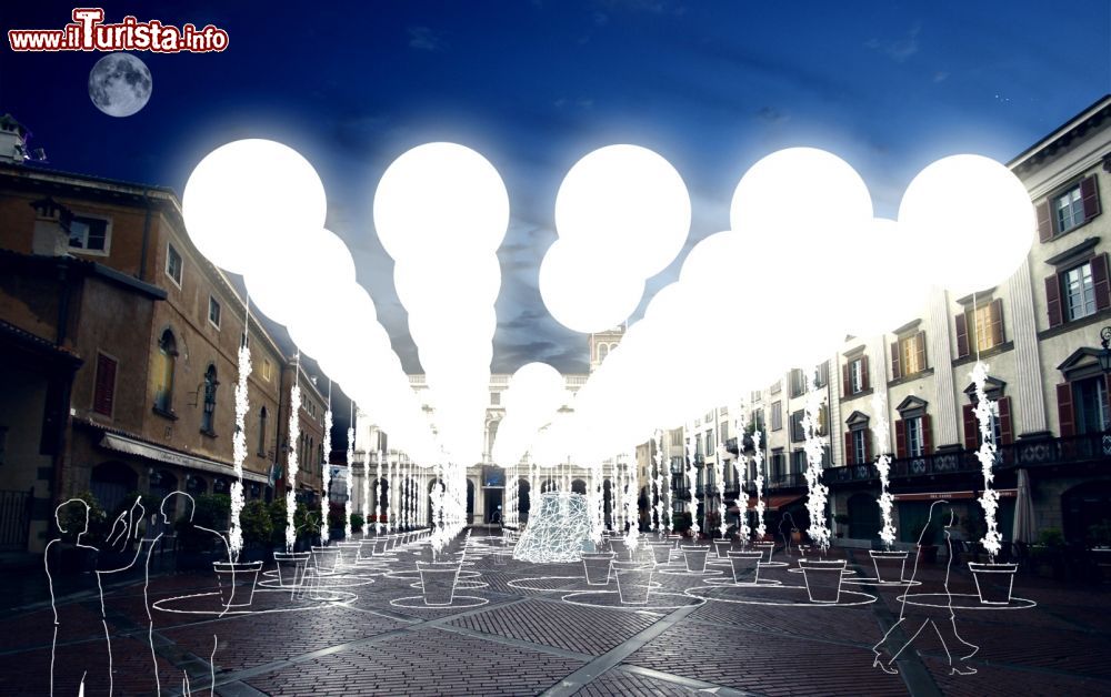 Immagine La Piazza Vecchia di Bergamo e installazione Cool Landscape, durante l'evento i maestri del Paesaggio 2017