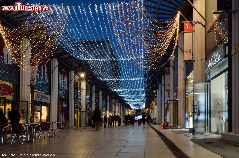 Immagine La principale via dello shopping di Pau illuminata dalle decorazioni natalizie di notte, Francia - © Oleg_Mit / Shutterstock.com