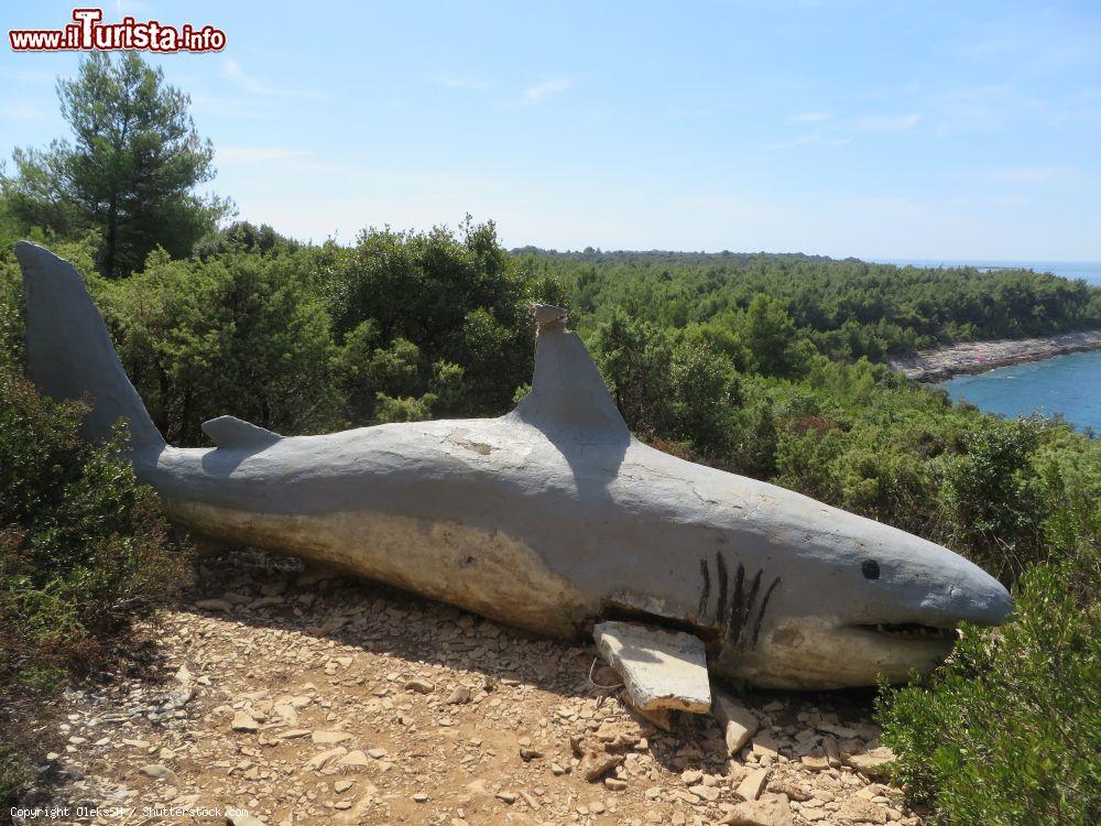 Immagine La scultura di uno squalo a Capo Kamenjak nel territorio di Premantura in Istria - © OleksSH / Shutterstock.com