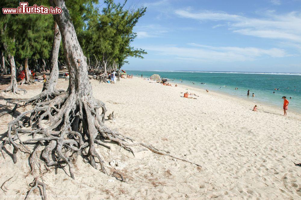 Immagine La spiaggia de l'Hermitage sull'isola de La Réunion, Francia d'oltremare. Turisti in relax prendono il sole e nuotano nelle acque dell'oceano Indiano - © Stefano Ember / Shutterstock.com