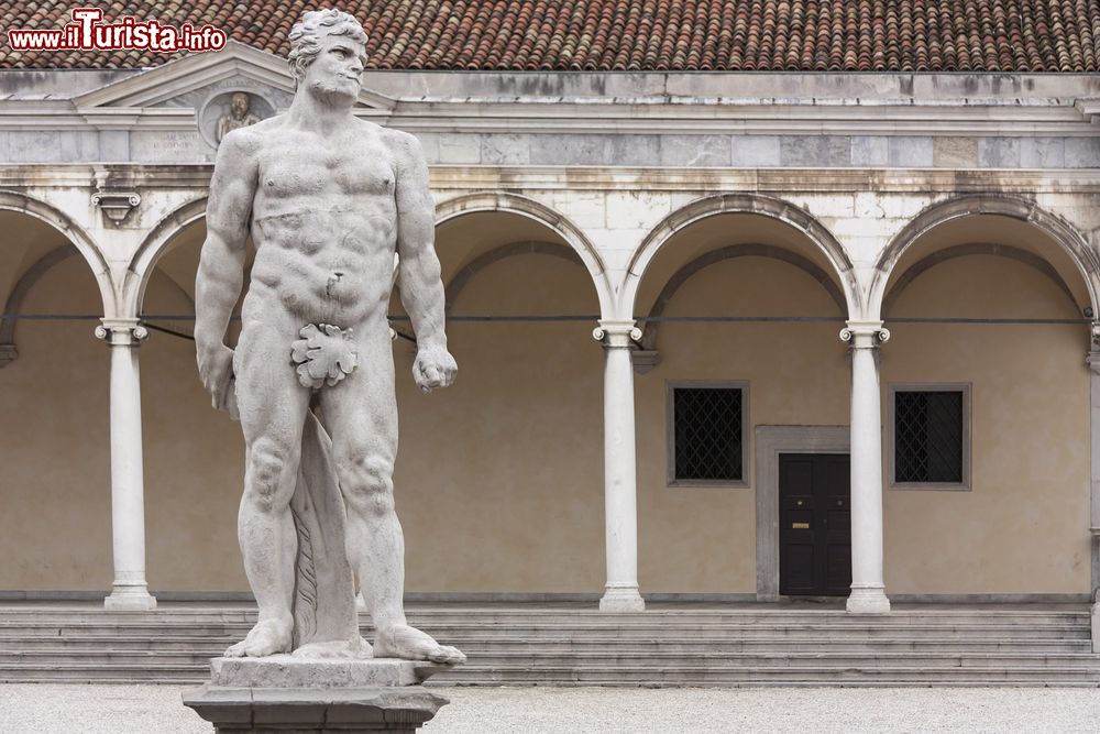 Immagine La statua seicentesca di Ercole in piazza Libertà a Udine, Friuli Venezia Giulia. Assieme a quella di Caco venne portata qui dopo l'abbattimento del Palazzo della Torre di piazza XX° Settembre in cui erano precedentemente collocate.